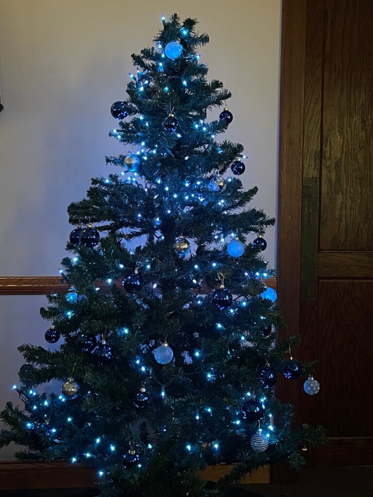 Christmas Tree with Blue Lights