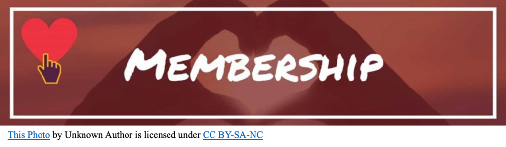"membership" with a heart image, creative commons
