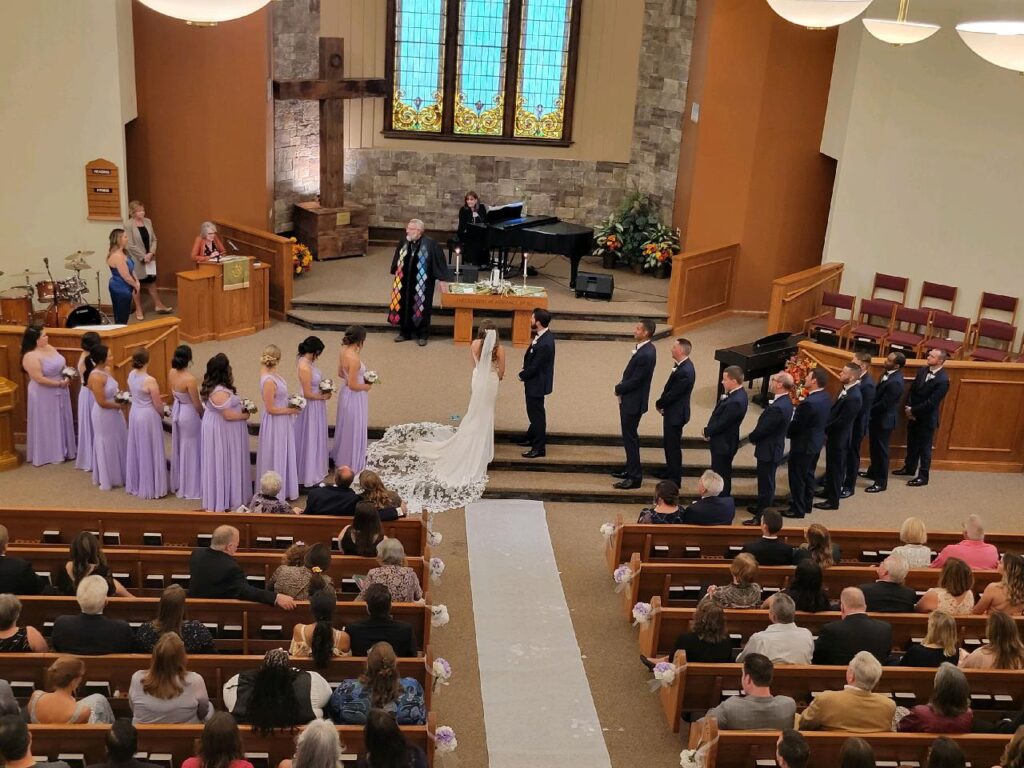 Large Wedding Party in Sanctuary