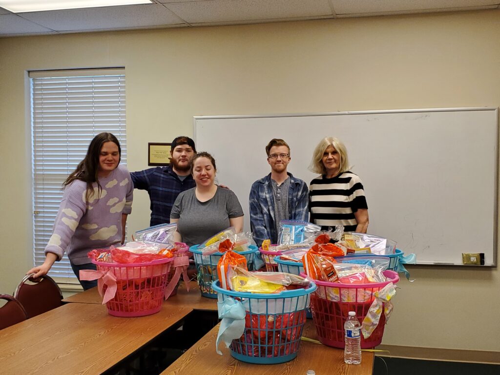 Young Adults creating food baskets