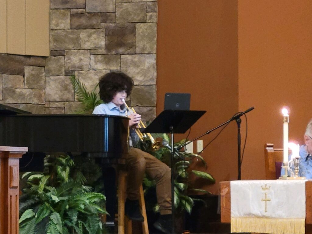 Student playing the Trumpet