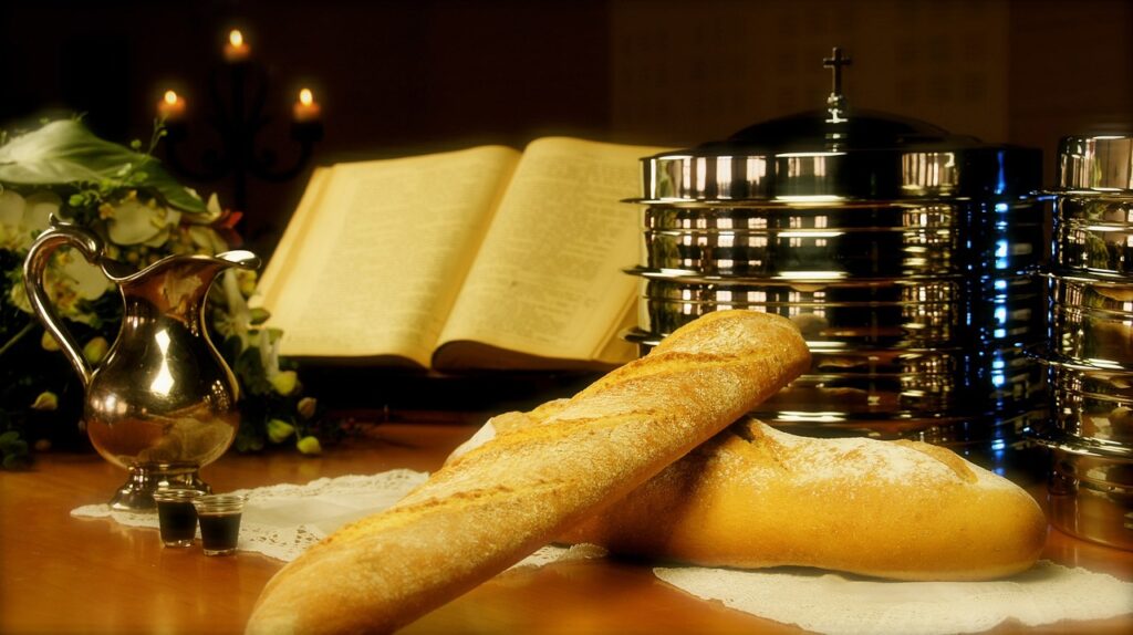 communion trays and bread, pixabay