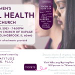 Card announcing Women's Mental Health and the Church Event