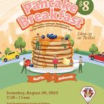 Pancake Breakfast flier for $8 breakfast on Saturday August 26 from 7:30-11am