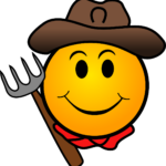 smiley face with cowboy hat and fork, pixabay