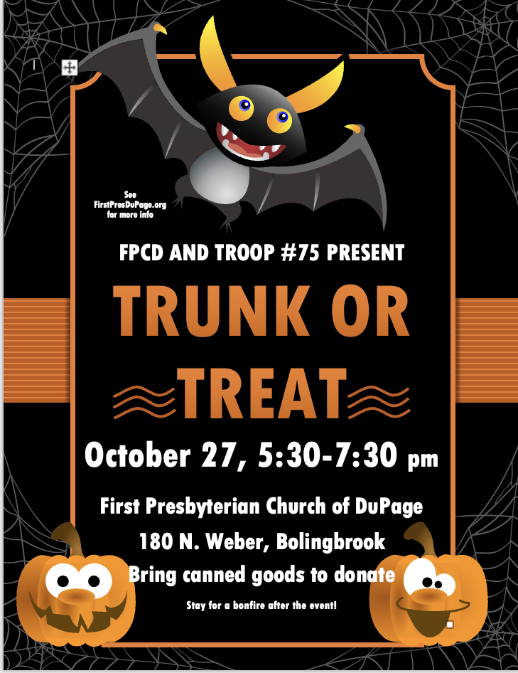 Ad for Trunk or Treat Oct 27 at 5:30
