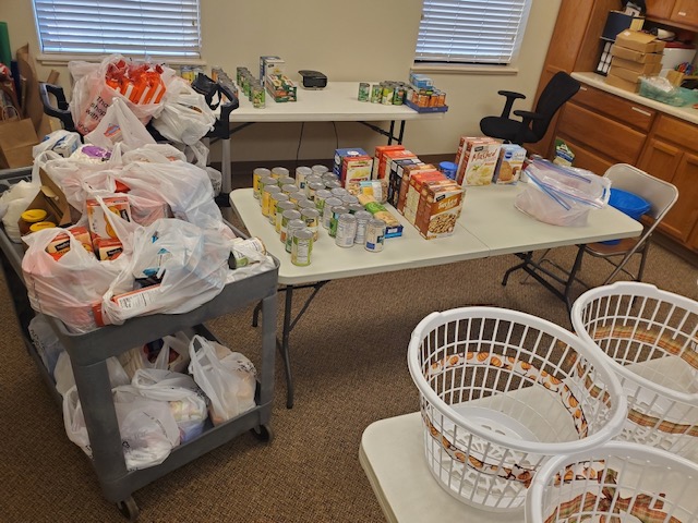 Food on a cart for donation