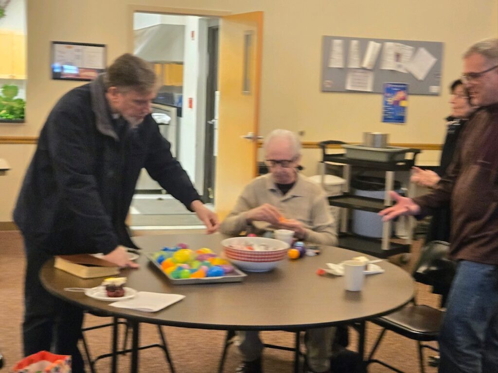 People stuffing eggs