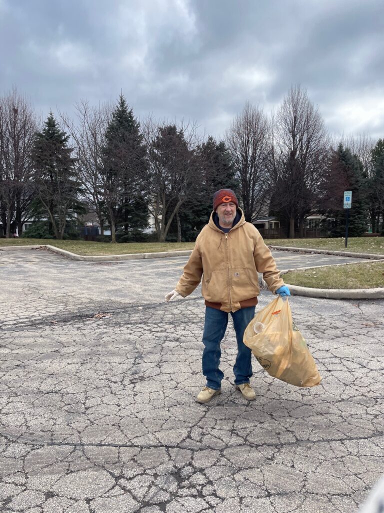 Bob picking trash