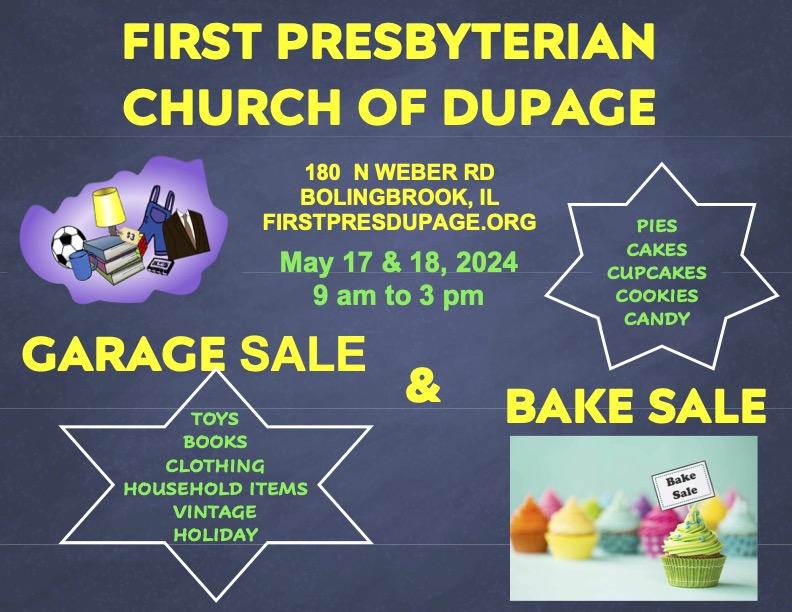 Garage Sale May 17 and 18 from 9 - 3 at FPCD