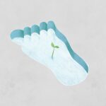 Blue snow foot print with a plant growing in it, pixabay