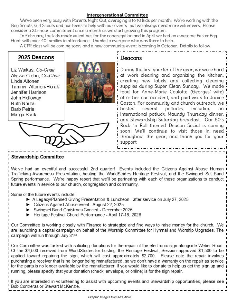 Committee Newsletter May 2025 page 2