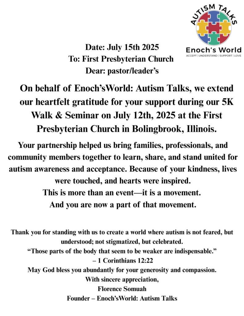 Letter of thanks from Enoch's World