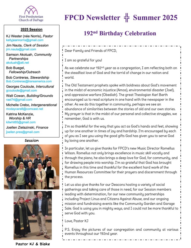 FPCD Newsletter page 1 image