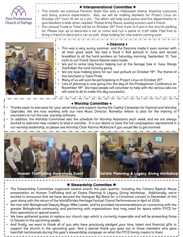 Page 2 of the FPCD Fall Newsletter 2025
