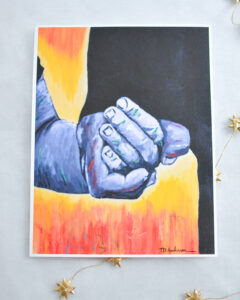 Painted image of two people holding hands called "Stay with me" by T. Denise Anderson, used with permission