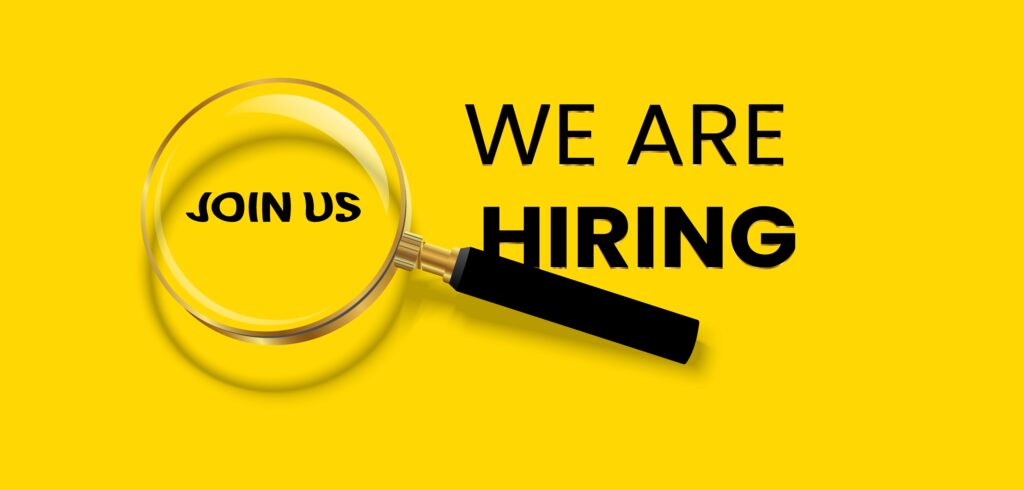 Yellow sign saying: We are hiring